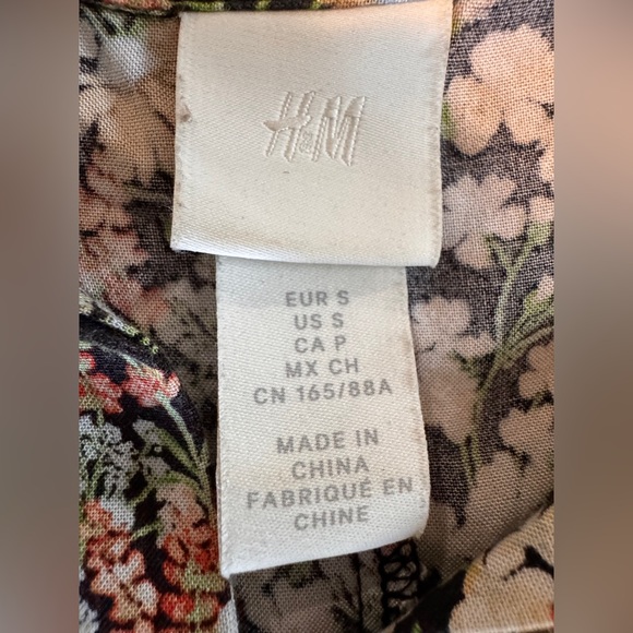 H&M Floral Midi Shirt Dress Cottagecore Prairie Boho Botanical Small - Picture 6 of 7